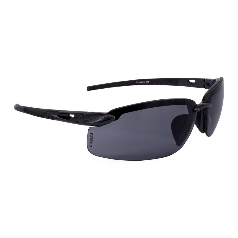 Crossfire 2961 Safety Glasses, Smoke Lens/Pearl Black Frame, One Size - Image 1
